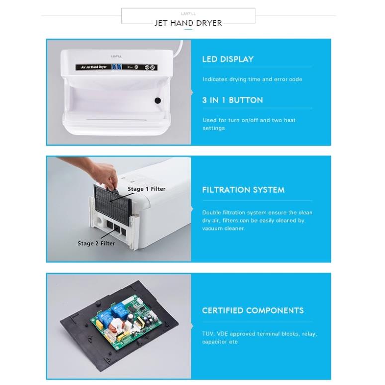 Máy sấy tay tự động cảm biến hồng ngoại tốc độ cao LAVFILL LHDHD-1K