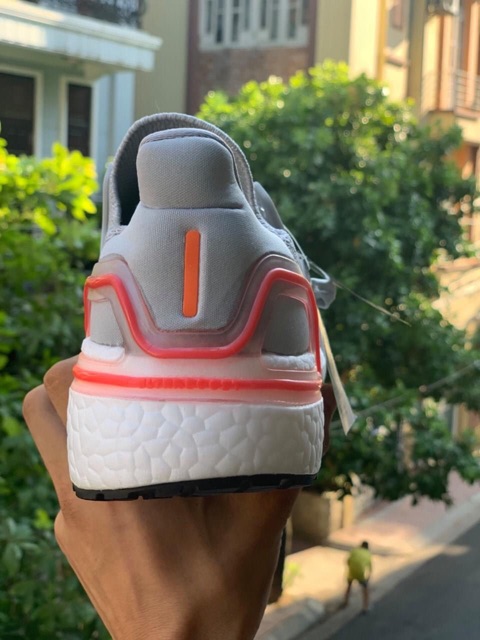 Hàng đẹp có sẵn Giày thể thao ultra bosst 6.0 xám gót viền đỏ
