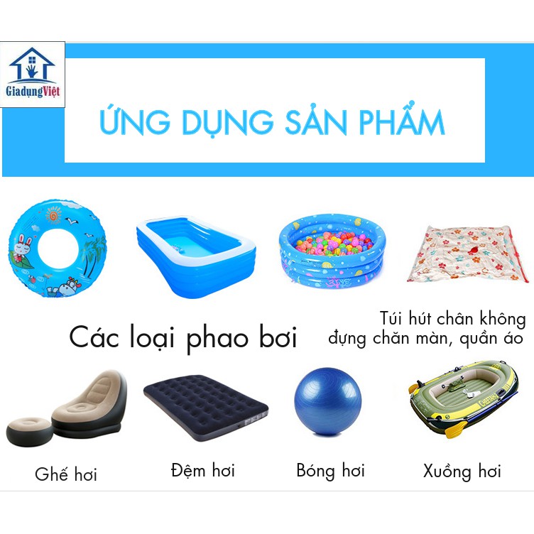 Bơm điện thổi hút 2 chiều dùng bơm phao, ghế hơi, giường hơi, xuồng hơi,  hút chân không