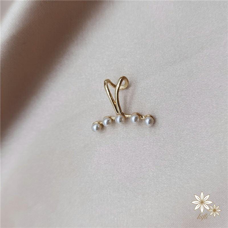 🌸1 Khuyên Kẹp Vành Tai Đính Ngọc Trai Giả Thời Trang Nữ