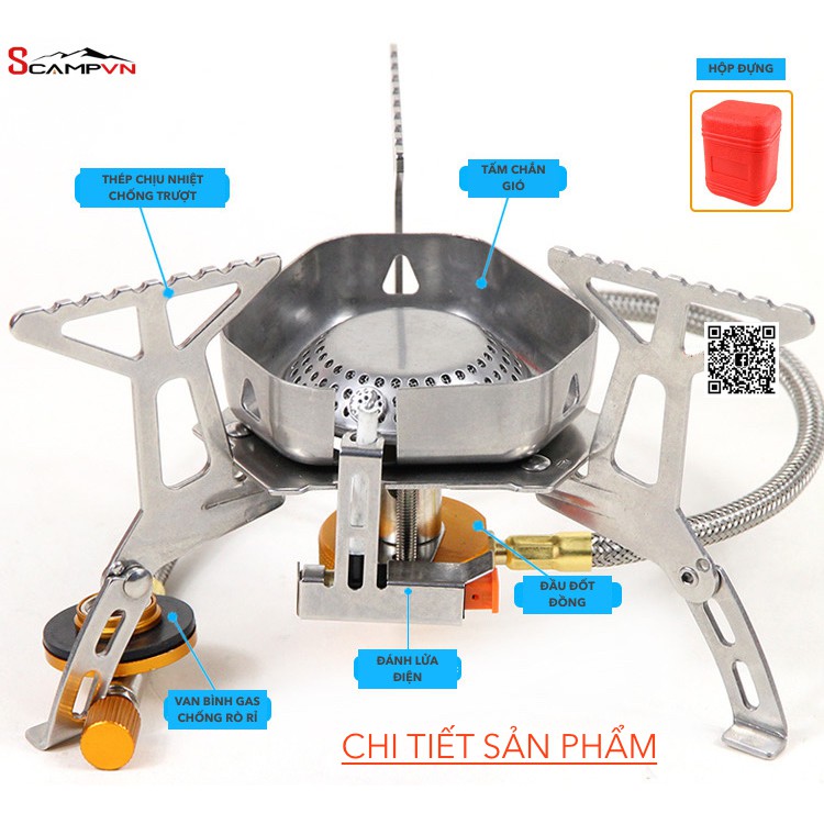 Bếp gas mini chống gió gấp gọn CLS đánh lửa tự động du lịch dã ngoại cắm trại | BigBuy360 - bigbuy360.vn