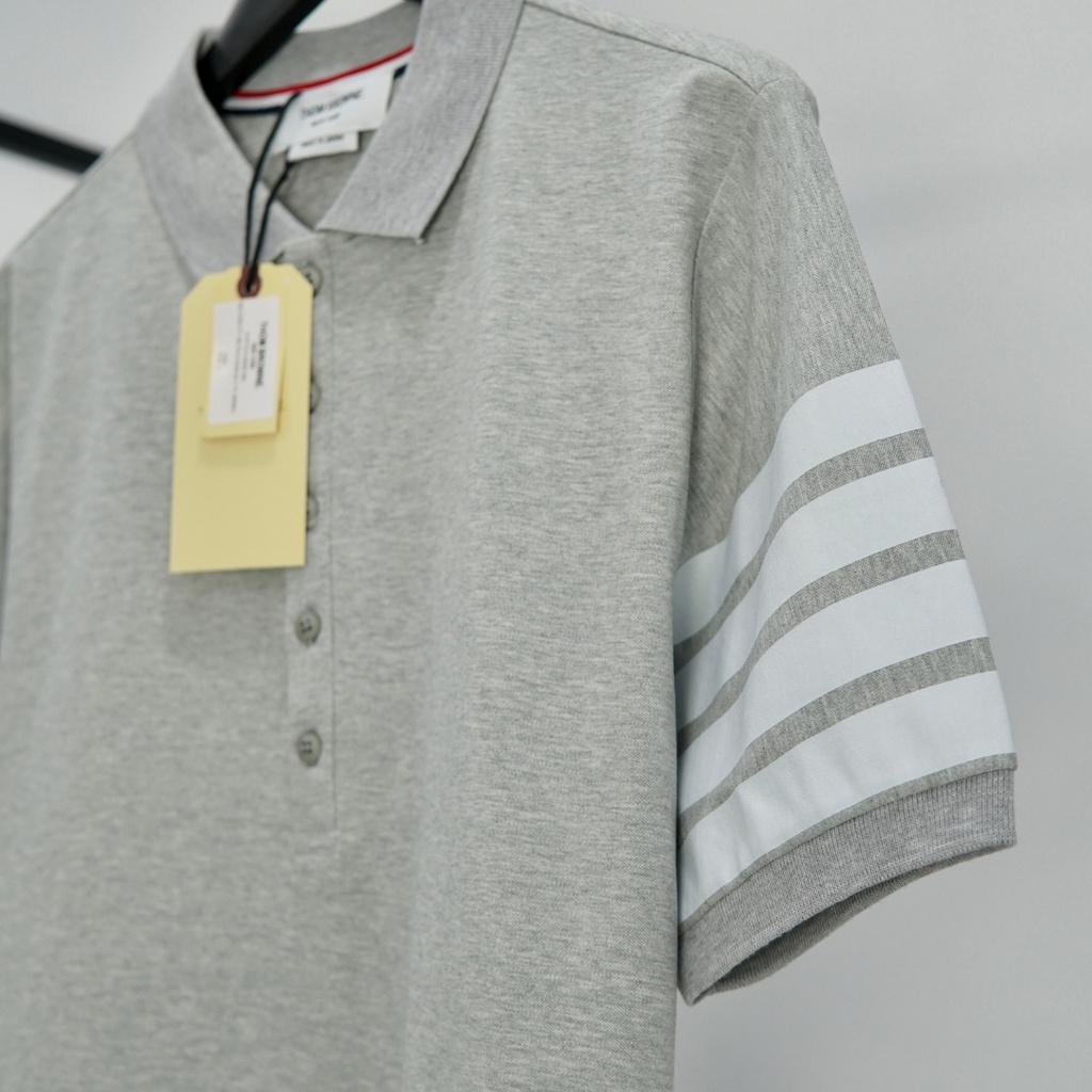 Áo polo unisex THOM BROWNE- 4BARS phong cách BASIC nam nữ form rộng vải cotton 100 % Bestquality 1:1