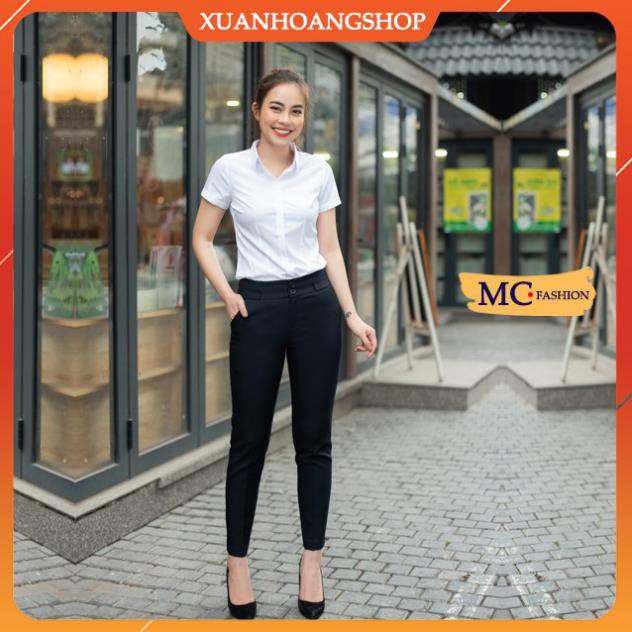 Quần Tây Nữ Công Sở Mc Fashion, Ống Côn, Lưng Cao, Dáng Âu, Màu Đen-Xanh Tím Than Q0248 . .