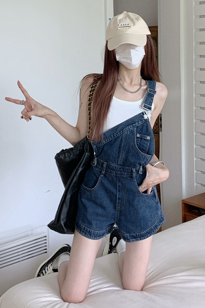 Quần Yếm Denim Ống Rộng Phong Cách Retro 53975