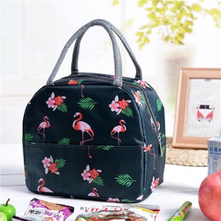 Túi giữ nhiệt đựng cơm và thức ăn mang đi làm, in hình đẹp thời trang, có 2 ngăn đựng tiện dụng
