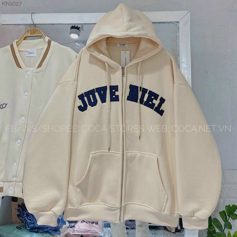 Áo khoác nỉ in chữ Juve Ni thời trang chất liệu vải cao cấp