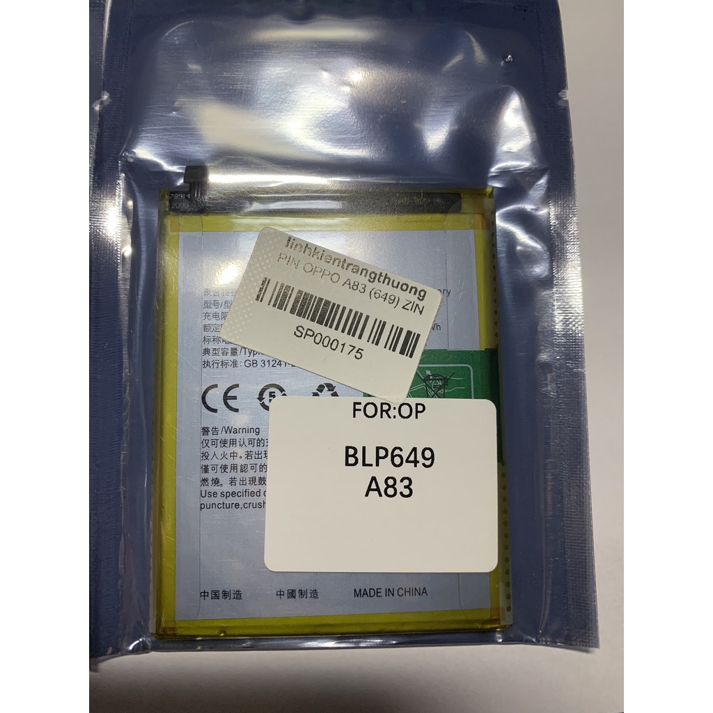 Pin op po A83 / BLP649 / 3090 mAh / zin hãng / bảo hành 3 tháng