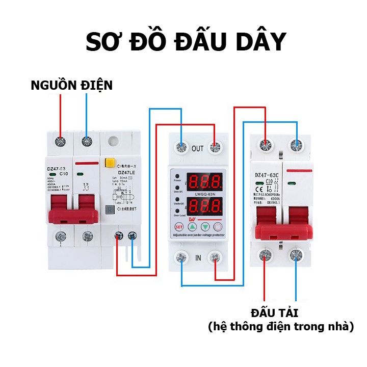 Bảo vệ quá áp thấp áp quá dòng  63A LW