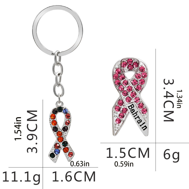 Móc Khóa Đính Đá Ruy Băng Hồng ONERI Dùng Để Trang Trí Quần Áo