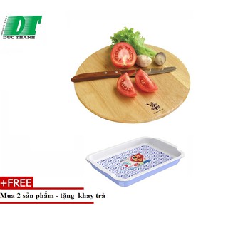 Thớt gỗ tròn lớn có khoen D295 Gỗ Đức Thành 01061-MUA 2 TẶNG KÈM 1 KHAY TRÀ