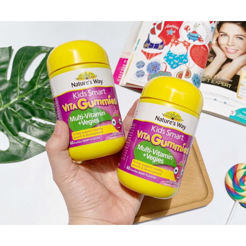Kẹo dẻo bổ sung Vitamin rau củ cho bé Nature's way Gummies Multivitamin + Vegies - 60 viên