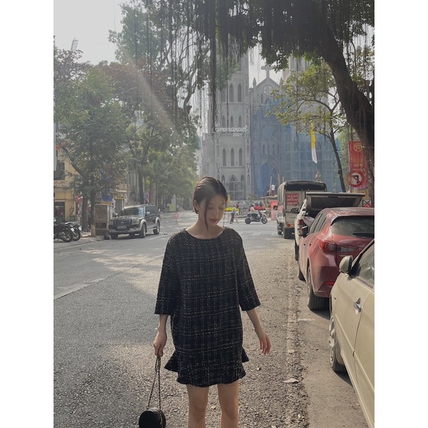 Váy dạ tweet dáng suông đuôi peplum TKV71 LOLLIE STUDIO