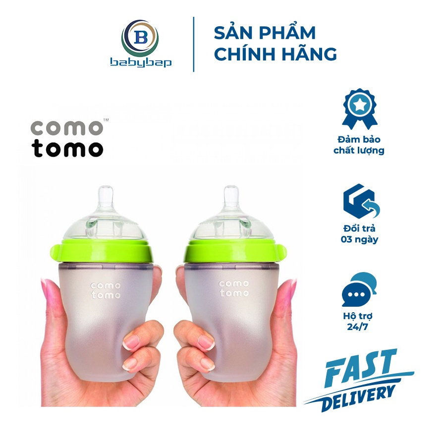 Bộ Hai Bình Silicone Comotomo 250ml Mềm Mại, Trơn Mịn