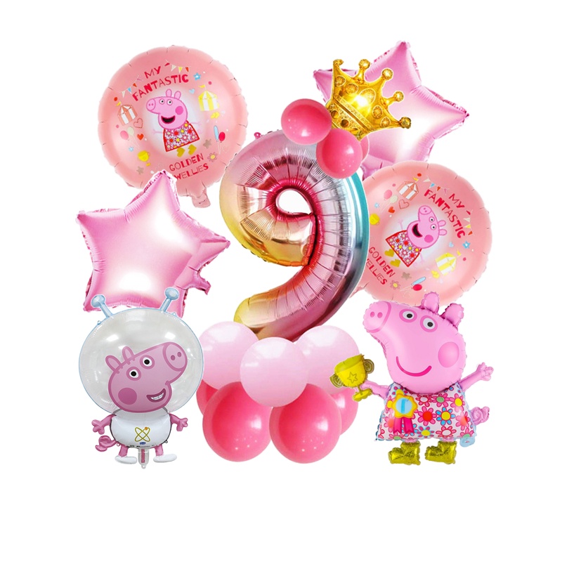 Bộ Bong Bóng Lá Nhôm Hình Heo Peppa Trang Trí Nội Thất Tiệc Sinh Nhật Cho Bé