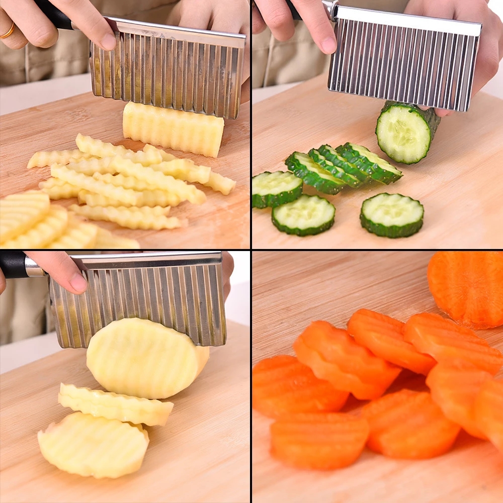 Dụng cụ cắt khoai tây gợn sóng đa năng bằng thép không gỉ chất lượng cao
