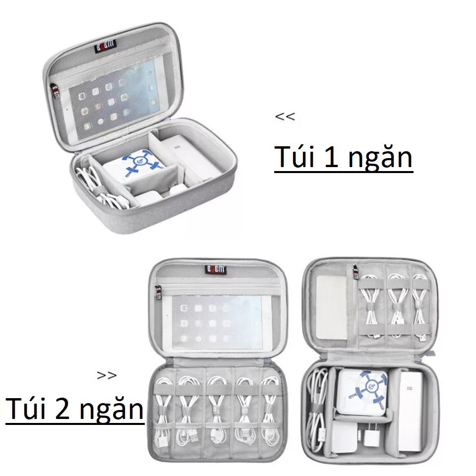 Túi phụ kiện điện thoại, túi công nghệ BUBM 1 ngăn, 2 ngăn chuyên dụng đựng bộ sạc macbook, dây cáp sạc, pin dự phòng