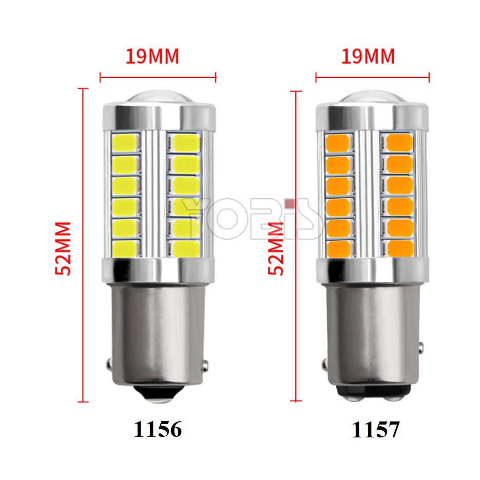 Bóng đèn led 1156, 1157, T20 chip 5730 - 33smd (Màu vàng cam, trắng) (đọc lưu ý trước khi mua)