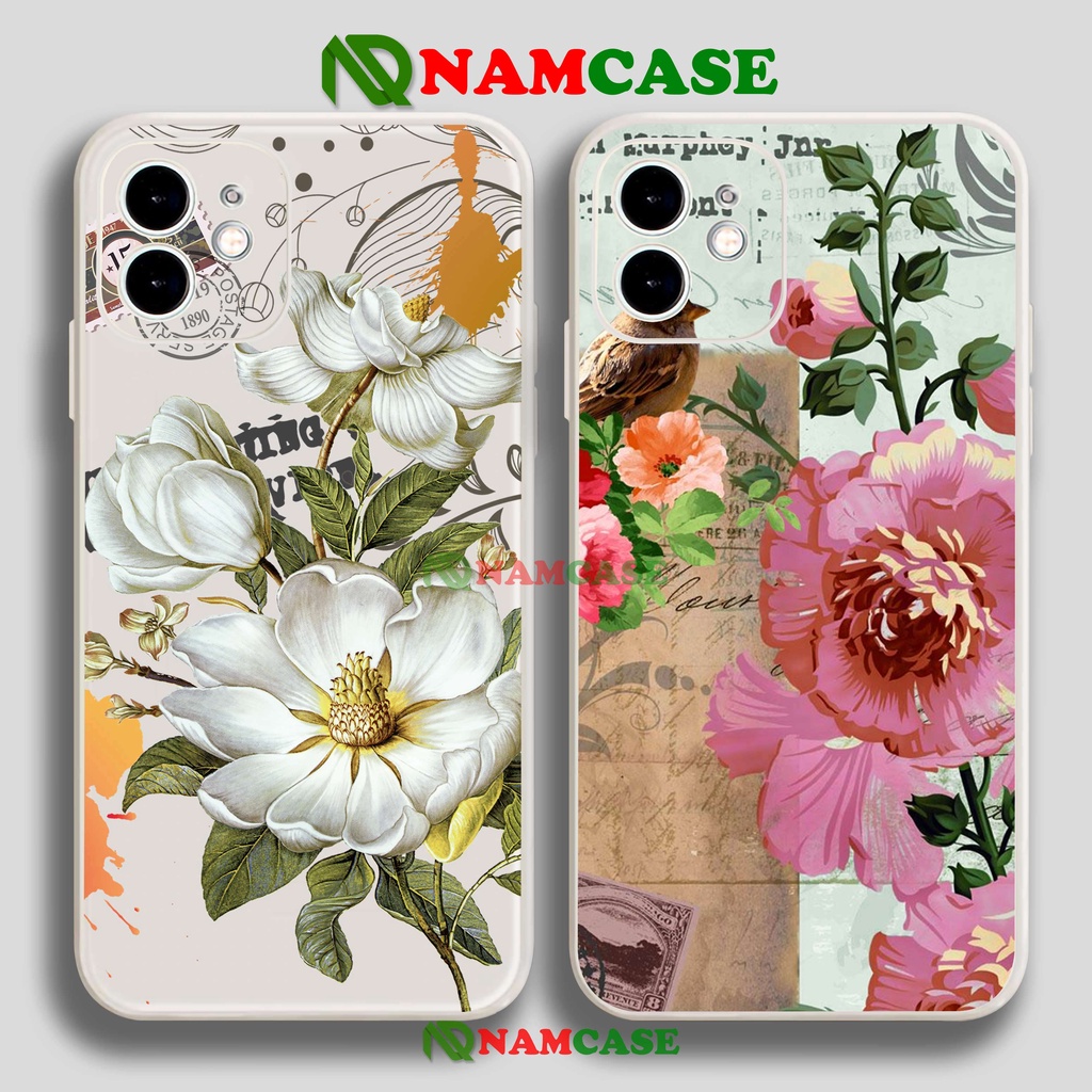 Ốp lưng iPhone cạnh viền vuông silicon dẻo cho iphone 6/6s/7/8/X/XS/XR/11/12/13 Pro Plus Max Hoa châu âu đẹp dễ thương