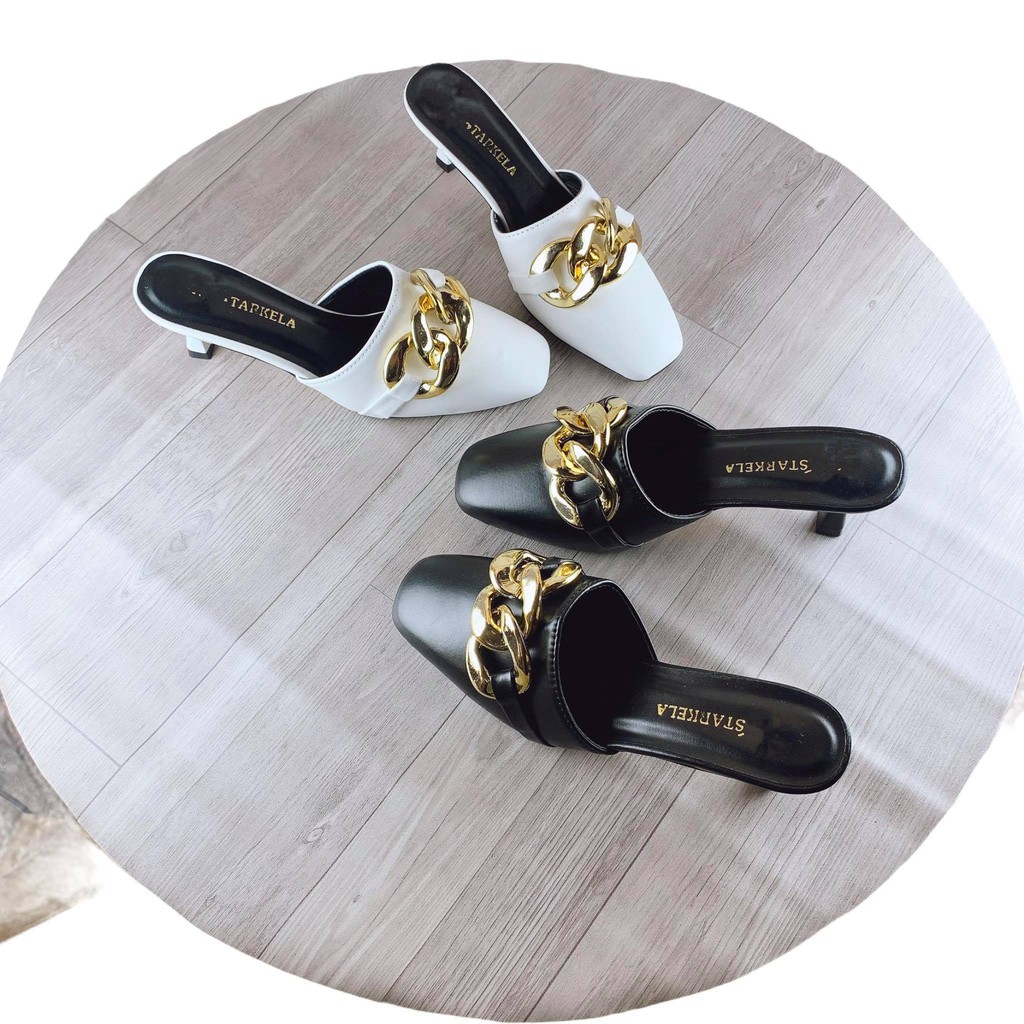 Giày sục cao gót quai xích cao 5cm - w86