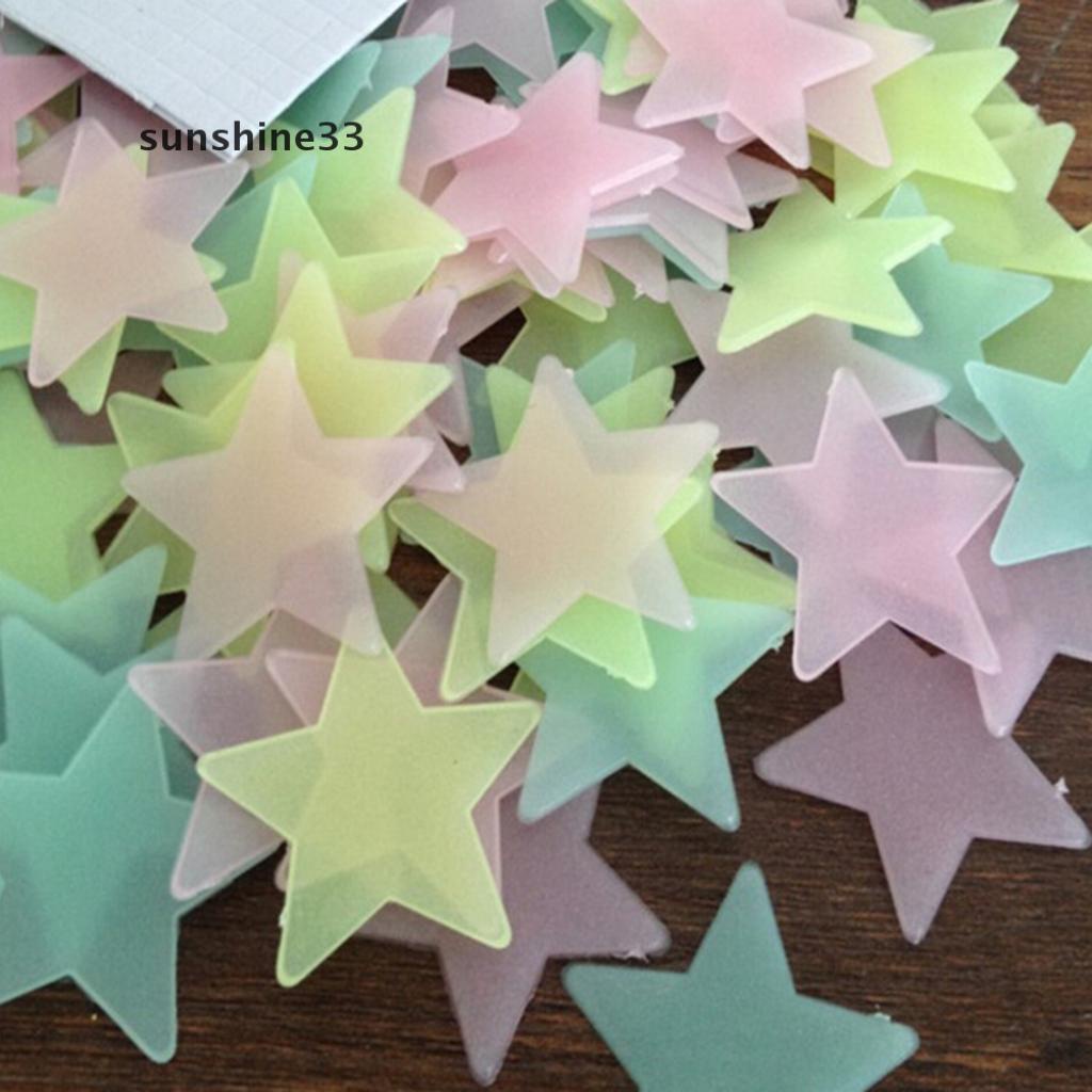 Bộ 100 miếng dán tường hình ngôi sao dạ quang trang trí phòng ngủ cho bé chất lượng cao