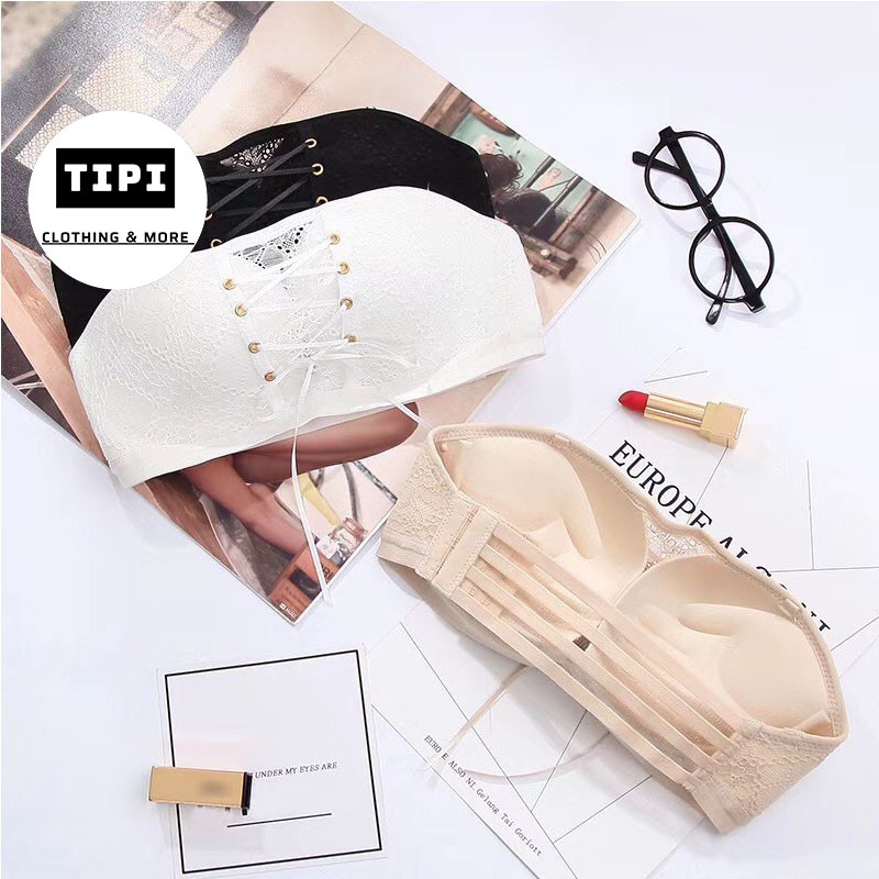 Áo lót nữ nâng ngực vải ren sexy đệm vừa thông hơi quả ngang dây rút