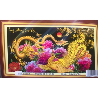 Tranh thêu chữ thập 3d Long phụng sum vầy ED34 ( 95x54 ) chưa thêu