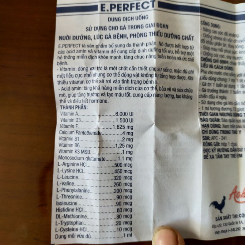 Tăng lực toàn diện cho gà đá E.PERFECT