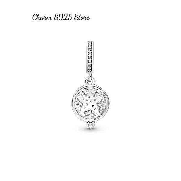 charm pan treo ngôi sao đính đá trắng bạc s925 cao cấp