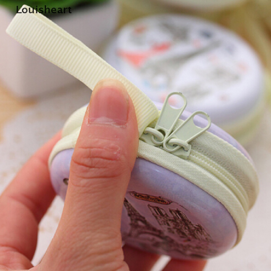 Ví Tiền Xu Louisheart Mini Hình Tròn In Hình Tháp Eiffel Dễ Thương