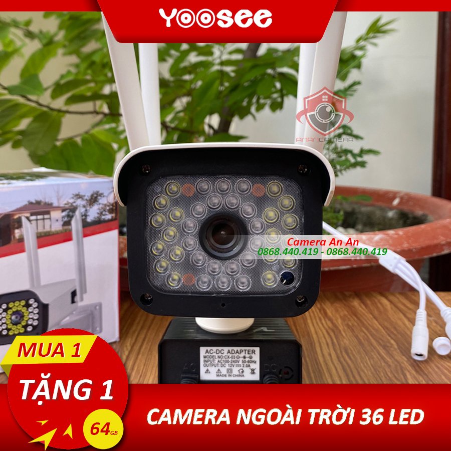 Camera yoosee ngoài trời thân xoay 52 LED Full HD 1080P kèm thẻ nhớ chuyên dụng