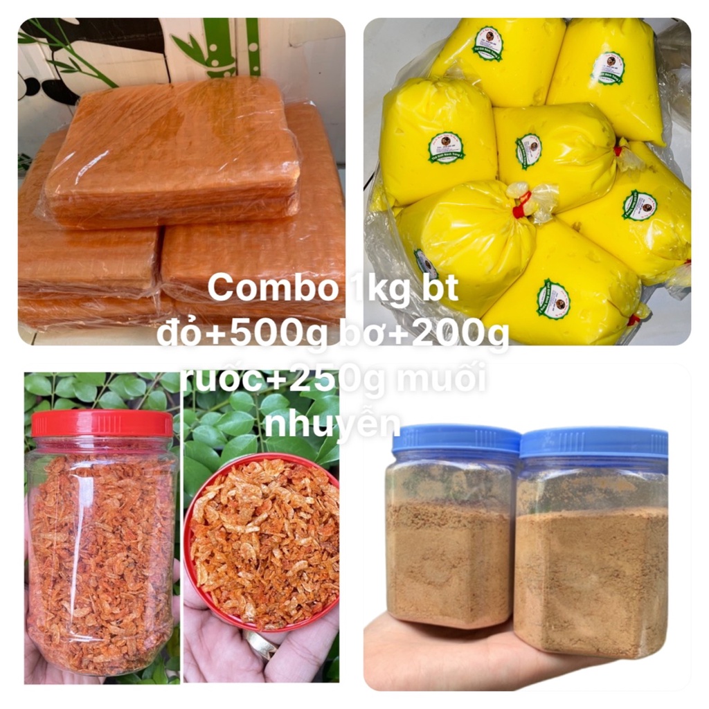 combo 1kg bánh tráng đỏ + 500g bơ+ 200g ruốc+250g muối nhuyễn ớt cay