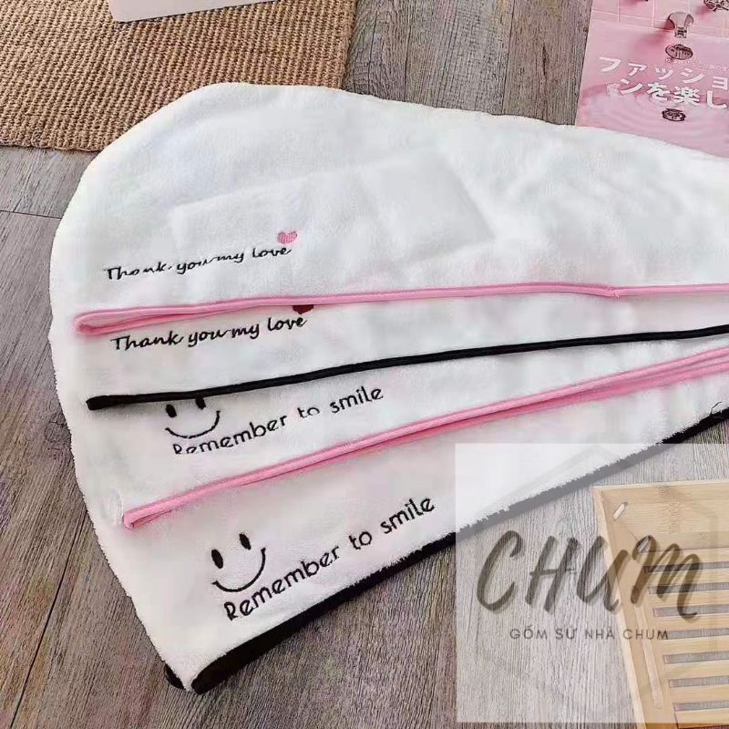 Khăn Quấn Tóc , Mũ Tắm Trùm Đầu ủ tóc siêu thấm , làm khô tóc siêu nhanh Chumdecor
