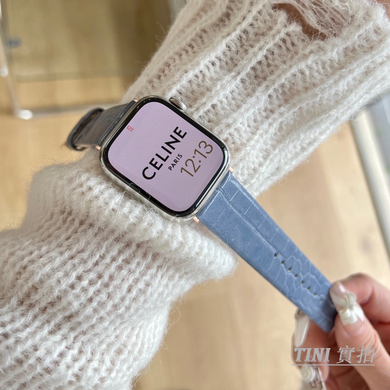 Dây Đeo Đồng Hồ Bằng Da Thật In Họa Tiết Cá Sấu 38mm 40mm 41mm 42mm 44mm 45mm Cho Apple Watch Series 7 6 5 4 3 2 1 SE