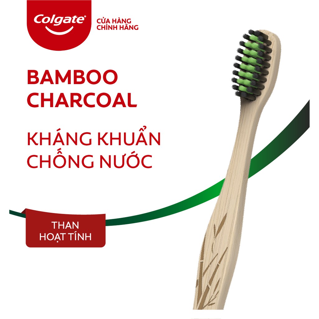 Bàn chải tre Colgate than hoạt tính kháng khuẩn Bamboo Charcoal từ tre thiên nhiên