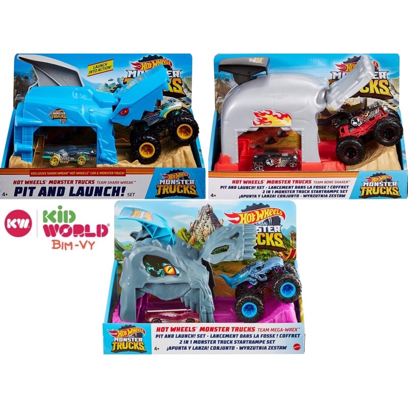 Bộ đường ray đua Hot Wheels Monster Trucks Team Shark Wreak Set GKY01.