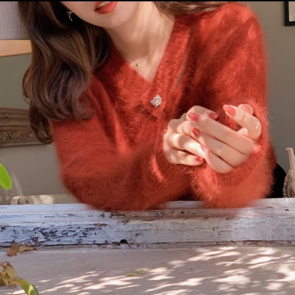 Áo Len Dài Tay Cổ Chữ V Thiết Kế Mới Thời Trang Dành Cho Nữ