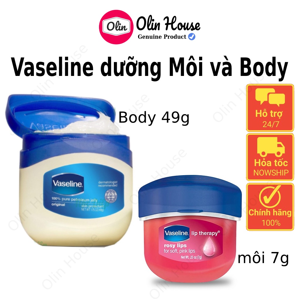 Vaseline dưỡng môi - Kem dưỡng da body chống nẻ, son dưỡng môi mùi hương nhẹ - Oline House