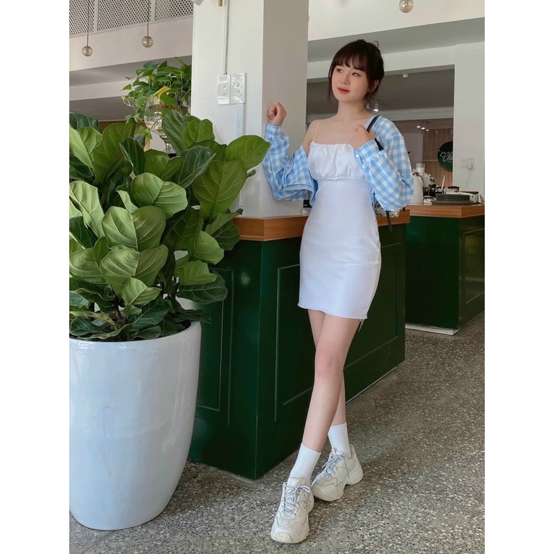 [Mã SKAMSALE06 giảm 10% tối đa 100K đơn 150K] Set váy hai dây kèm khoác cadigan 👗👗 FROM MẶC LÊN DÁNG CỰC XINH LUN Ạ 💟 | BigBuy360 - bigbuy360.vn