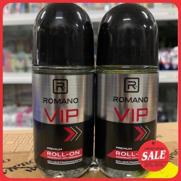 Lăn khử mùi cao cấp Romano Vip sang trọng đẳng cấp kháng khuẩn &amp; khô thoáng cả ngày 50ml