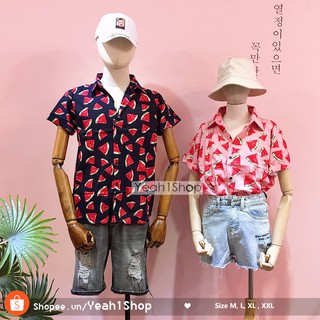 [Yeah1Shop]- Áo sơ mi trái cây dưa hấu (có size to) - SMTC