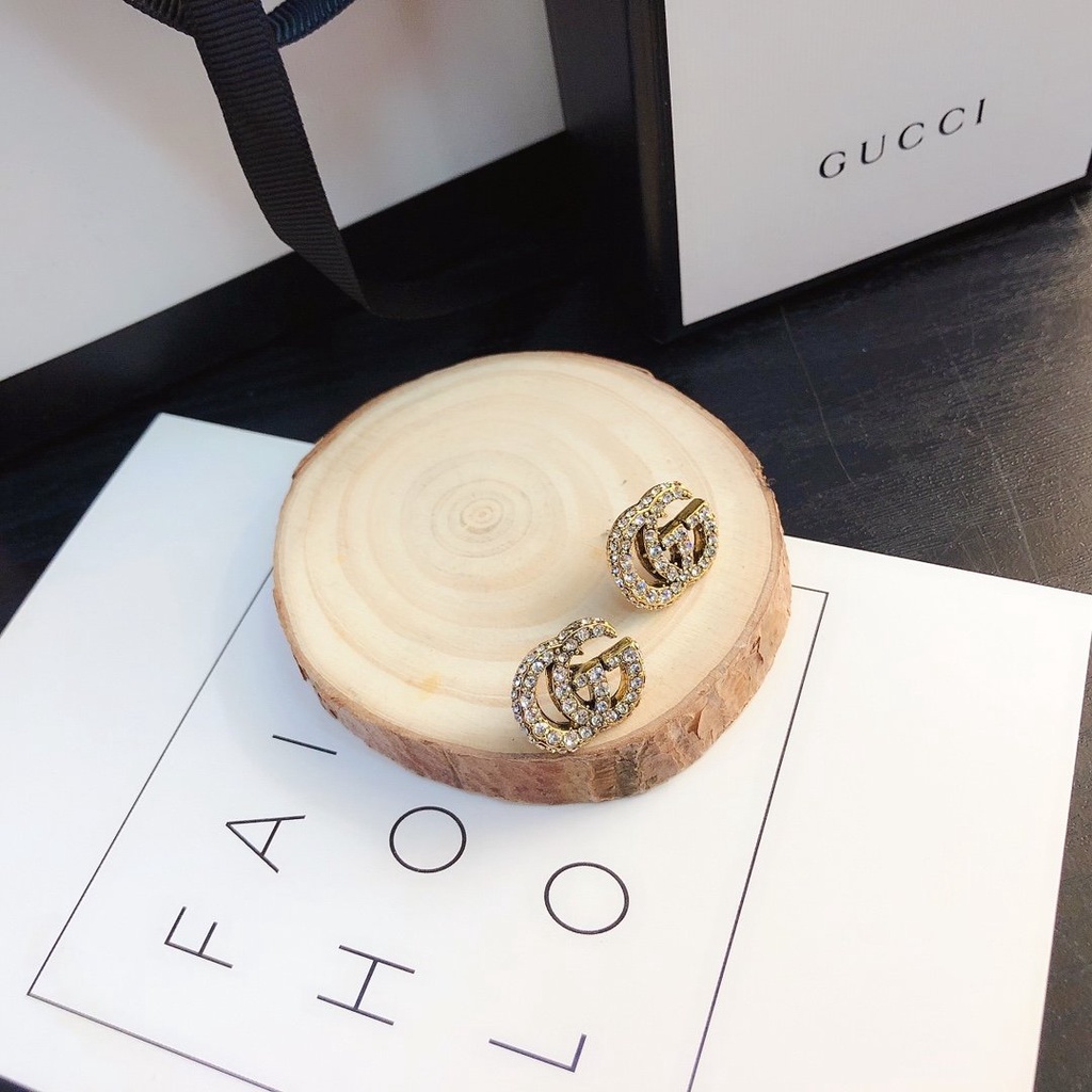 Khuyên Tai Dạng Vòng Bằng Thép Titan In Logo Gucci Thời Trang Dành Cho Nữ