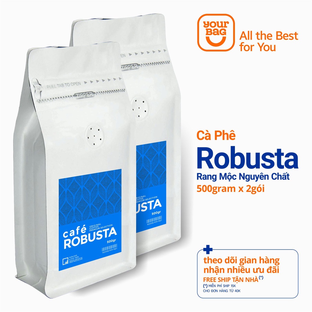 Cà Phê Robusta Xay Sẵn (500gr x 02 Gói) Rang Mộc Nguyên Chất, Vị Đắng, Gu Mạnh - yourbag | BigBuy360 - bigbuy360.vn