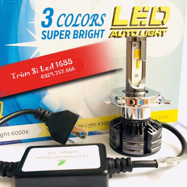 [Video]đèn led pha cao cấp T6 3 màu lắp ô tô xe máy hàng chuẩn loại 1. có chế độ sáng trắng, sáng vàng