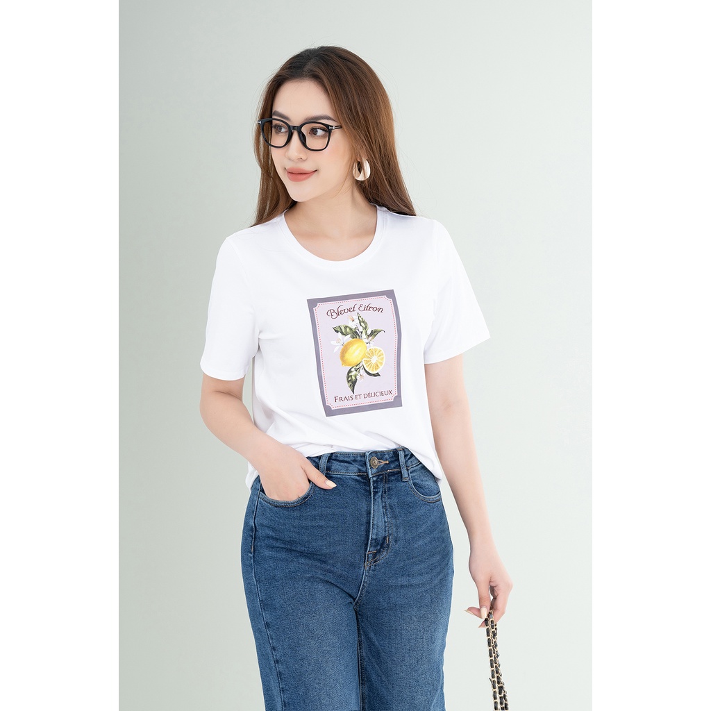 Áo phông in hình quả chanh chất liệu Cotton Compact form vừa LOZA - PT502059