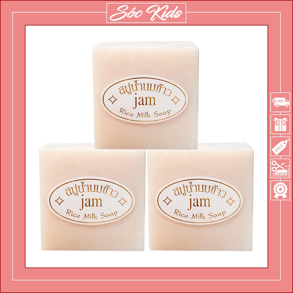 Xà Phòng Cám Gạo Thái Lan Jam Rice White Soap Làm Trắng Da Thiên Nhiên - CHUẨN THÁI - DATE 2023 - XÉ LẺ | SÓC KIDS