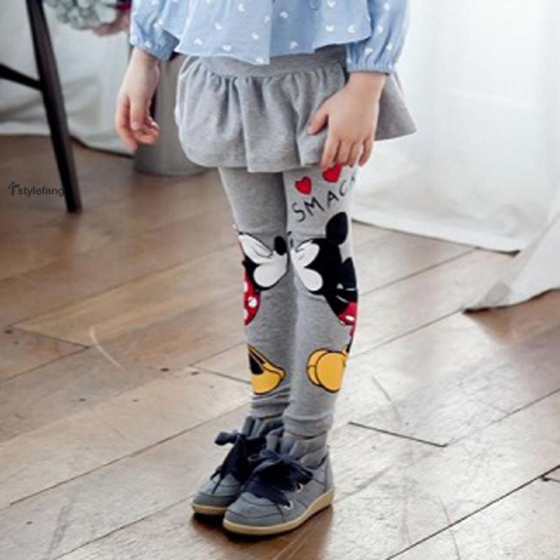 Quần legging dài in hình chuột Mickey Minnie dễ thương cho bé gái