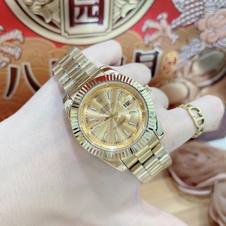 (Thẻ bảo hành 12 tháng) Đồng Nam Rolex dây đặc nguyên khối, mạ không rỉ (rolex.viền trơn)