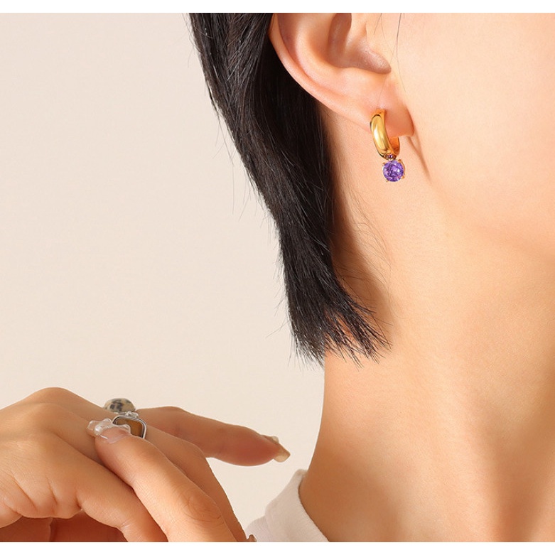 Bông Tai Nữ 1 Bên Ngọc Trai Nhân Tạo 1 Bên Đá Nhân Tạo Titan Ko Han Rỉ TT 4357