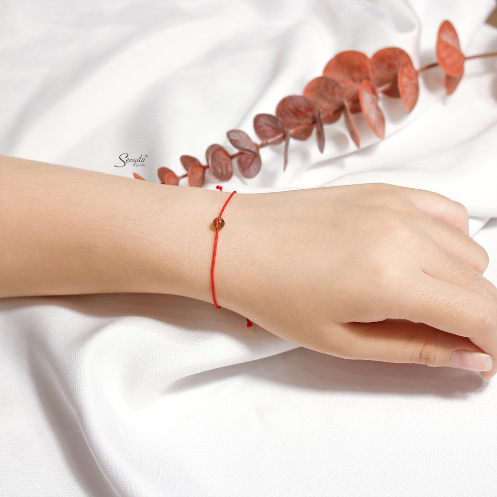Trang sức Vòng tay dây đỏ SENYDA phối đá Thạch anh Tam Tài thiên nhiên VT112