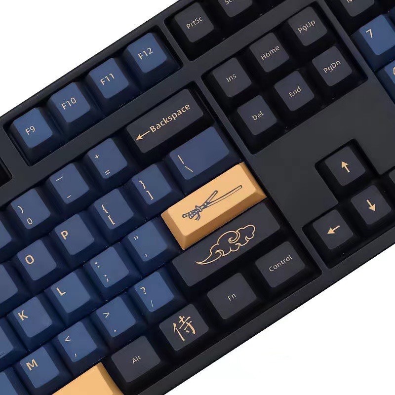 Keycap Cho Bàn Phím Cơ GMK Samurai Blue Thick PBT Cherry Profile 129 Phím của 88PC